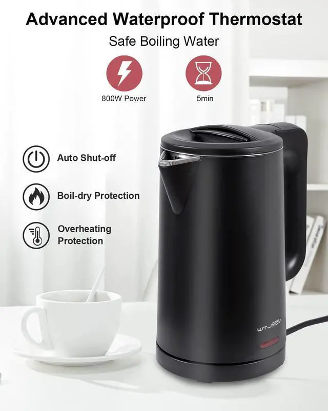 Alt view image 11 of 13 - 0.8L Electric Kettle Stainless Steel, 800 Watts Small Electric Kettle 27 Ounce Fast Boil Auto Shut-off, Portable Water Boiler for Small Kitchen, Business Trip and More