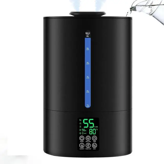 Alt view image 8 of 14 - 6L Humidifiers for Bedroom Large Room Home,Cool and Warm Humidifier for Baby and Plants Hot Mist Top Fill Desk Humidifiers Oil Diffuser,Quiet,Adjustable Mist,360°Nozzle-Black(2026 Upgraded)