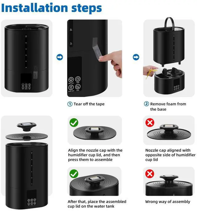 Alt view image 9 of 14 - 6L Humidifiers for Bedroom Large Room Home,Cool and Warm Humidifier for Baby and Plants Hot Mist Top Fill Desk Humidifiers Oil Diffuser,Quiet,Adjustable Mist,360°Nozzle-Black(2026 Upgraded)