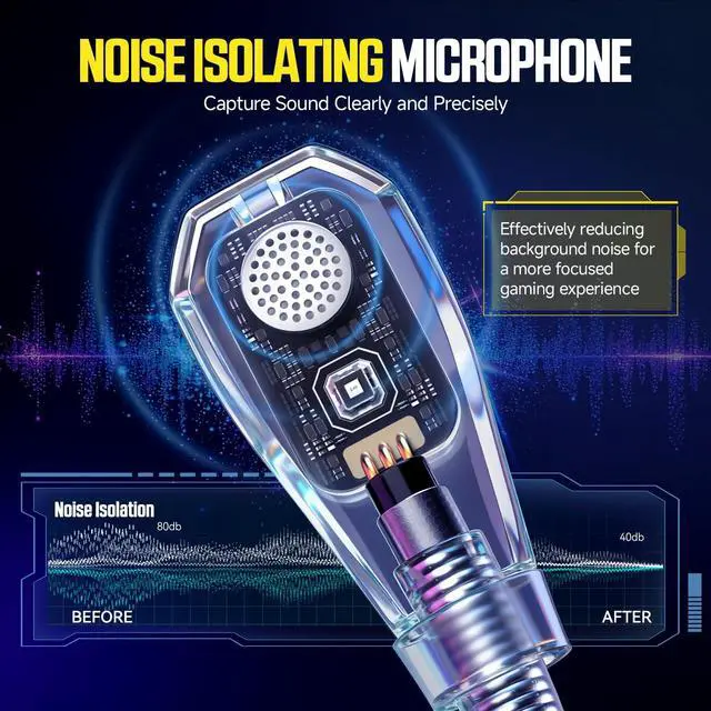 Alt view image 12 of 14 - Wireless Gaming Headset for PS5, PS4, PC, Switch, Mac, 2.4GHz USB Over Ear Gaming Headphones with Crystal RGB Lights