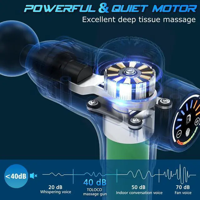 Alt view image 10 of 13 - Massage Gun, Upgrade Deep Tissue Back Massager with 10 Replacement Heads, Percussion Massage Guns for Athletes for Pain Relief, Super Quiet Electric Massager for Valentine Gift, Carbon