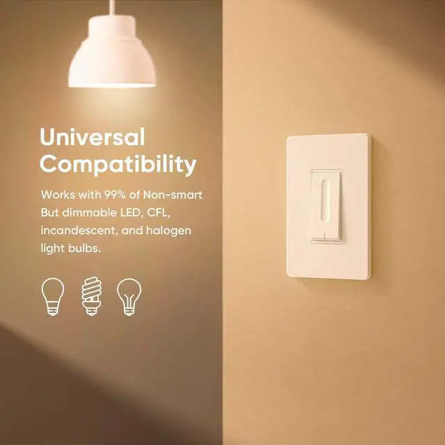 Alt view image 14 of 14 - Smart Dimmer Switch, Single-Pole Smart Switch for Dimmable Bulbs, 2.4GHz WiFi Smart Light Switch Works with Alexa and Google Home, APP Remote Control, Neutral Wire Required