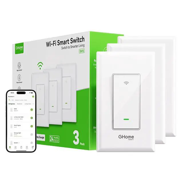 Alt view image 11 of 14 - Switches for Lights, WiFi Smart Light Switch Works with Alexa and Google Home, Neutral Wire Required, 2.4Ghz WiFi Light Switch with APP Control, Single Pole Smart Switch, 3