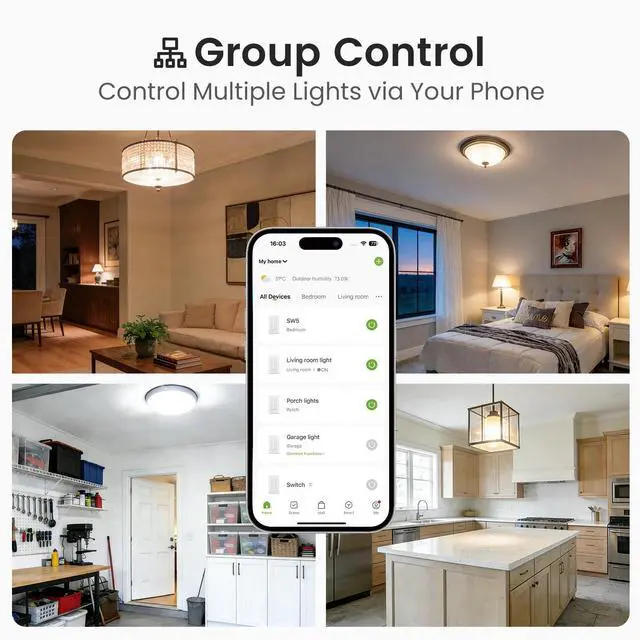 Alt view image 14 of 14 - Switches for Lights, WiFi Smart Light Switch Works with Alexa and Google Home, Neutral Wire Required, 2.4Ghz WiFi Light Switch with APP Control, Single Pole Smart Switch, 3