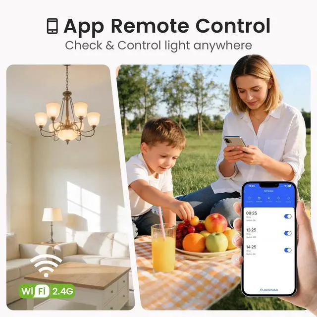 Alt view image 13 of 14 - Switches for Lights, WiFi Smart Light Switch Works with Alexa and Google Home, Neutral Wire Required, 2.4Ghz WiFi Light Switch with APP Control, Single Pole Smart Switch, 3