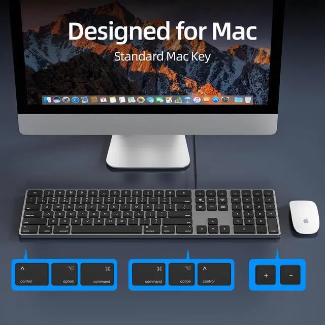 Alt view image 9 of 14 - Ultra Slim Bluetooth Keyboard for Mac, Full Size Wireless Keyboard with Numeric Keypad, Rechargeable Quiet Scissor Switch Keyboard Compatible with MacBook/iPad/iPhone/Mac OS