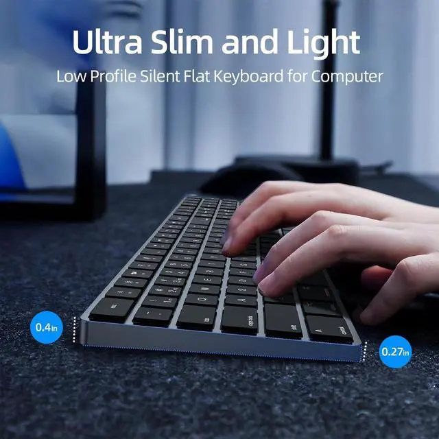 Alt view image 13 of 14 - Ultra Slim Bluetooth Keyboard for Mac, Full Size Wireless Keyboard with Numeric Keypad, Rechargeable Quiet Scissor Switch Keyboard Compatible with MacBook/iPad/iPhone/Mac OS