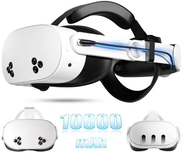 Alt view image 7 of 12 - 10000mAh Battery Head Strap for Meta Quest 3/3S - Elite Strap with Battery Pack Accessories Fast Charger to Extend Quest 3/3S 2-4H Playtime - VR Stocking Stuffers for Men - Mens Stocking Stuffers