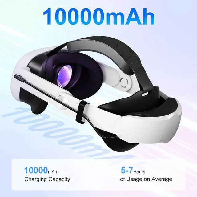 Alt view image 9 of 12 - 10000mAh Battery Head Strap for Meta Quest 3/3S - Elite Strap with Battery Pack Accessories Fast Charger to Extend Quest 3/3S 2-4H Playtime - VR Stocking Stuffers for Men - Mens Stocking Stuffers
