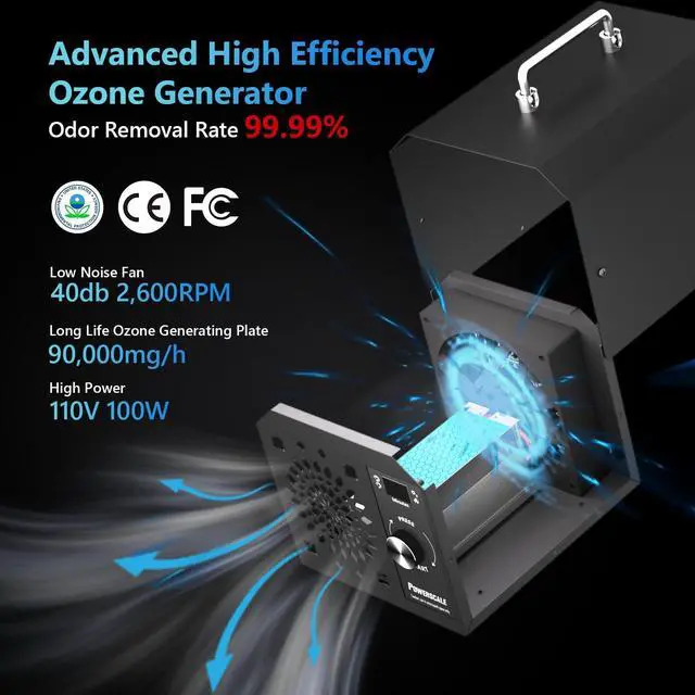 Alt view image 10 of 14 - Ozone Generator 90,000mg/h O3 Intelligent Control Ozone Odor Eliminator Commercial Ozone Machine Odor Removal, For Home, Car, Pet Room - High Capacity Ionizer Ozone Air Purifier, Black