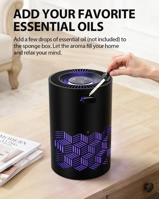 Alt view image 10 of 12 - Air Purifiers for Bedroom Up to 1086 Ft², Air Purifiers for Home with Lights, HEPA Air Purifier Removes Dust Smoke Pollen Dander Smell, for Home/Pets/Bedroom