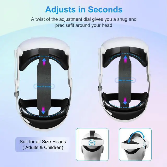 Alt view image 12 of 12 - 10000mAh Battery Head Strap for Meta Quest 3/3S - Elite Strap with Battery Pack Accessories Fast Charger to Extend Quest 3/3S 2-4H Playtime - VR Stocking Stuffers for Men - Mens Stocking Stuffers