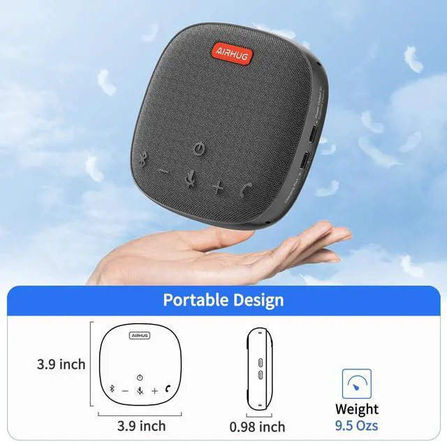 Alt view image 8 of 14 - Conference Speaker and Microphone, Bluetooth Speakerphone with 360° Voice Pickup, Advanced Noise Reduction, USB-C Plug & Play, Compatible with Zoom and MS Team
