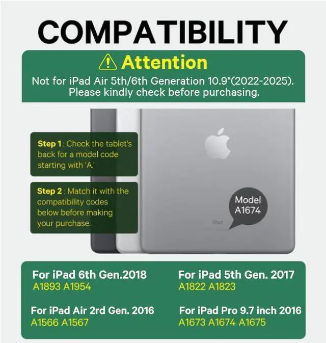 Alt view image 9 of 14 - Keyboard Case for iPad 9.7 inch, iPad 6th (2018)/iPad 5th Gen (2017), iPad Air 2nd Gen (2014), 7 Color Backlit, 2 BT Devices, Touchpad Keyboard Pro 9.7, Black