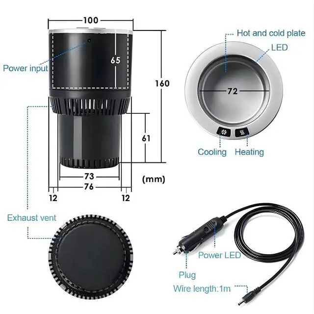 Alt view image 12 of 14 - 2-in-1 Car Cup Cooler Warmer Smart Temperature Control Travel Coffee Car Cup Holder Smart Car Tumbler Holder Suitable for Coffee, Baby Bottles, Water, Tea, Drinks(Black and Silver)