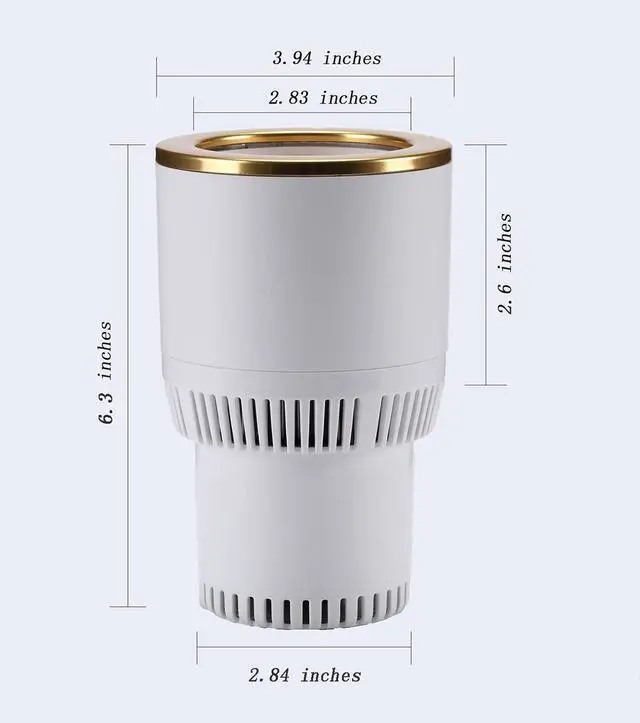 Alt view image 14 of 14 - Car Cup Holder with Drink Cooler Smart Mug Warmer 2-in-1 Car Tumbler Holder (White with Gold)