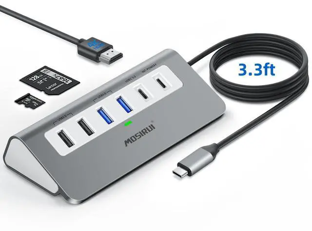 Alt view image 8 of 14 - 9 in 1 USB C Hub Multiport Adapter with 4K HDMI,Type C 3.0 5Gbps,USB A 3.0/2.0,PD 100W, SD/TF Card Reader,USB C Dock for MacBook Pro/Air,iPad,iMac,iPhone,HP,Dell and More (3.3 Ft)