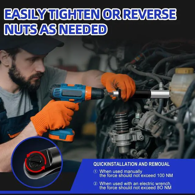 Alt view image 9 of 14 - 1/2" Offset Extension Wrench Impact,3-in-1 Manual/Electric/Pneumatic Impact Extension Ratchet for Narrow Spaces,With two electric brick adapters