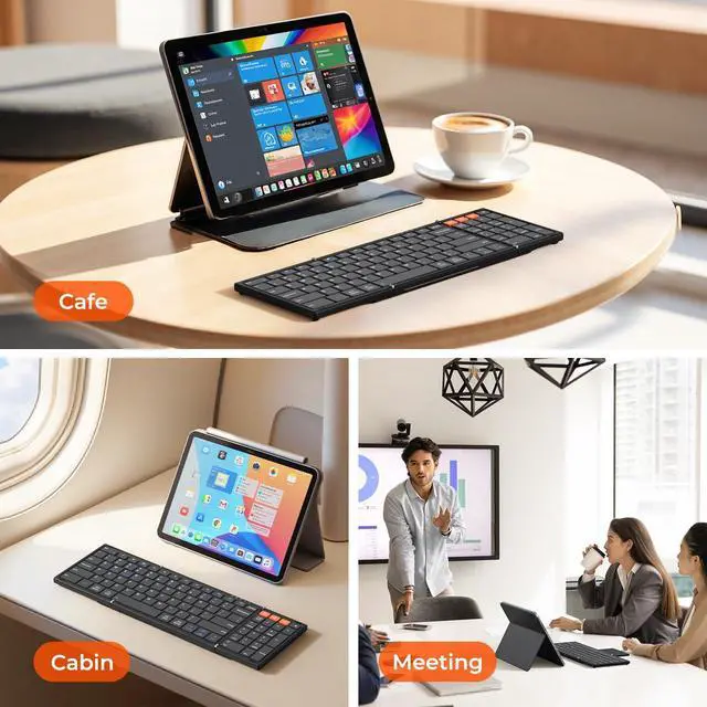 Alt view image 13 of 14 - New Foldable Bluetooth Keyboard with Touchpad, Portable Wireless Keyboard with Numeric Keypad, Full-Size Rechargeable Business Travel for iPad Phone Laptop PC iOS, 2026 New Upgrade