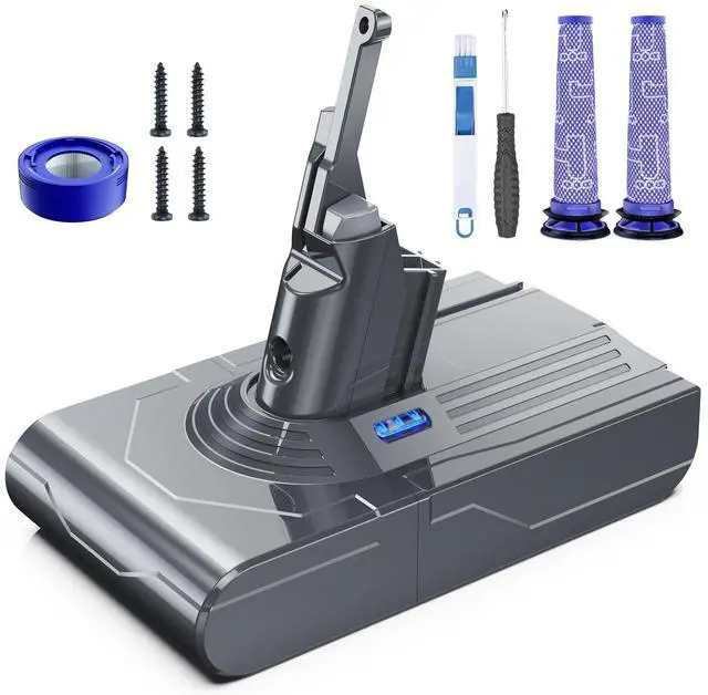 Alt view image 8 of 14 - 21.6V 8000mAh Battery Replacement for V8, Compatible with SV10 V8 Animal V8Motorhead V8Absolute V8Carbon Fiber V8Fluffy Series Cordless Vacuum, 1 Post-Filter and 2 Pre-Filters