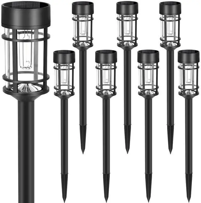 Alt view image 8 of 12 - Solar Pathway Lights, 8 Pack LED Solar Lights Outdoor Waterproof, Glass Metal Garden Lighting for Yard Path Landscape Lawn Walkway Driveway, 3000K