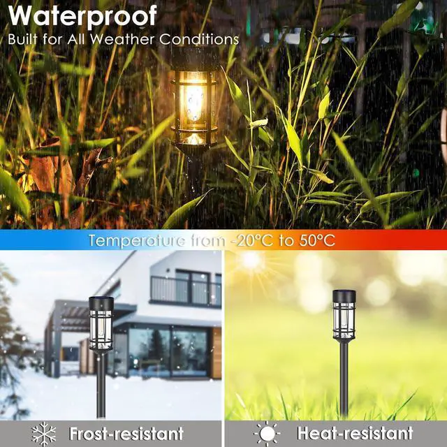 Alt view image 12 of 12 - Solar Pathway Lights, 8 Pack LED Solar Lights Outdoor Waterproof, Glass Metal Garden Lighting for Yard Path Landscape Lawn Walkway Driveway, 3000K