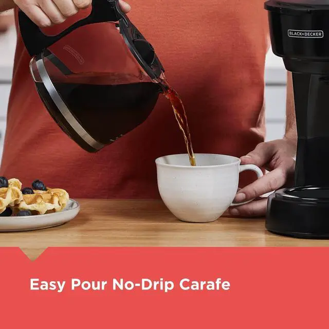 Alt view image 9 of 14 - 12-Cup Coffee Maker with Easy On/Off Switch, Easy Pour, Non-Drip Carafe with Removable Filter Basket, Vortex Technology, Black