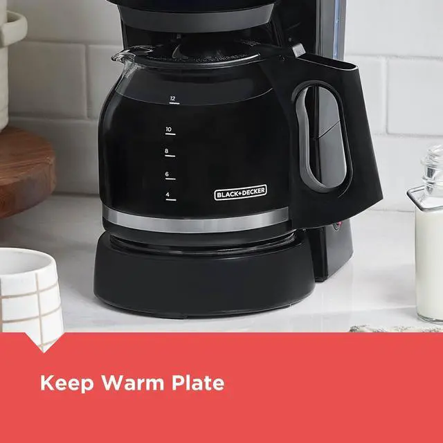 Alt view image 11 of 14 - 12-Cup Coffee Maker with Easy On/Off Switch, Easy Pour, Non-Drip Carafe with Removable Filter Basket, Vortex Technology, Black