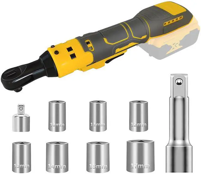 Alt view image 8 of 14 - Cordless Ratchet Wrench for Dewalt 20V Battery, 3/8" Electric Ratchet Set 45 Ft-lbs (60 N.m), Variable Speed control, 580RPM Power, 8 Sockets (9/10/11/12/13/14/15/17mm) - No Battery