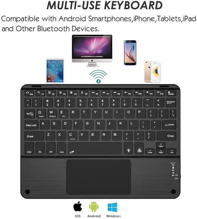 Alt view image 9 of 12 - TouchPad Keyboard case for 9",9.7",10.1",10.2",10.5",10.9",11" Tablets,2-in-1 Bluetooth Wireless Keyboard with Touchpad,7 Colors Backlit & Leather Folio Cover(Black)