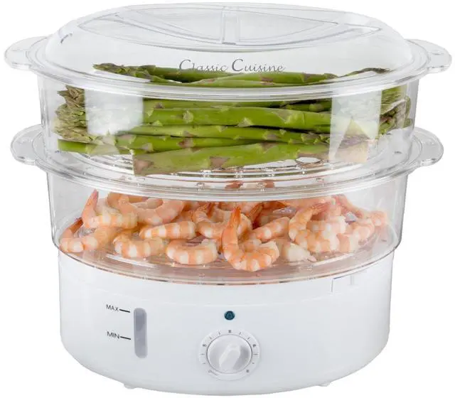 Alt view image 8 of 14 - Vegetable Steamer Rice Cooker- 6.3 Quart Electric Steam Appliance with Timer for Healthy Fish, Eggs, Vegetables, Rice, Baby Food by Classic Cuisine, 11"D x 11"W x 12.25"H