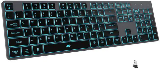 Alt view image 7 of 12 - Wireless Backlit Keyboard, Rechargeable USB Silent Keyboard, 2.4G Cordless Full Size, Compatible with Apple iMac, MacBook and PC, Computer Laptop, Space Gray