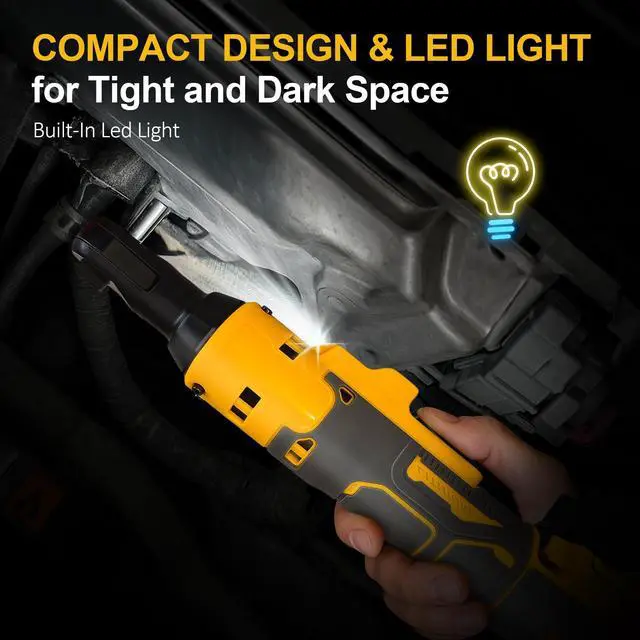 Alt view image 12 of 14 - Cordless Ratchet Wrench for Dewalt 20V Battery, 3/8" Electric Ratchet Set 45 Ft-lbs (60 N.m), Variable Speed control, 580RPM Power, 8 Sockets (9/10/11/12/13/14/15/17mm) - No Battery