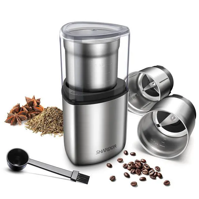Alt view image 8 of 14 - Electric Coffee Grinder Herb Blade Grinder Spices Grinder with 2 Removable Stainless Steel Bowls, Silver