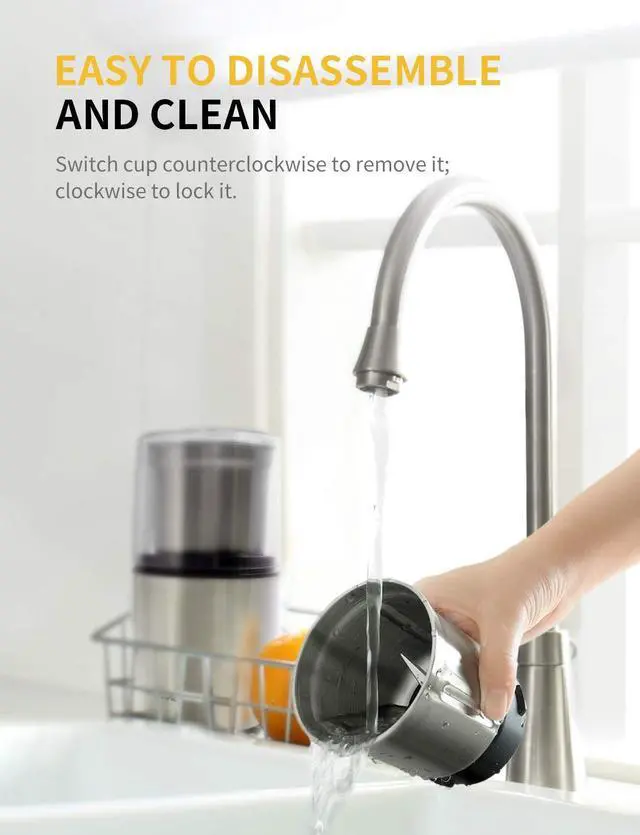 Alt view image 13 of 14 - Electric Coffee Grinder Herb Blade Grinder Spices Grinder with 2 Removable Stainless Steel Bowls, Silver