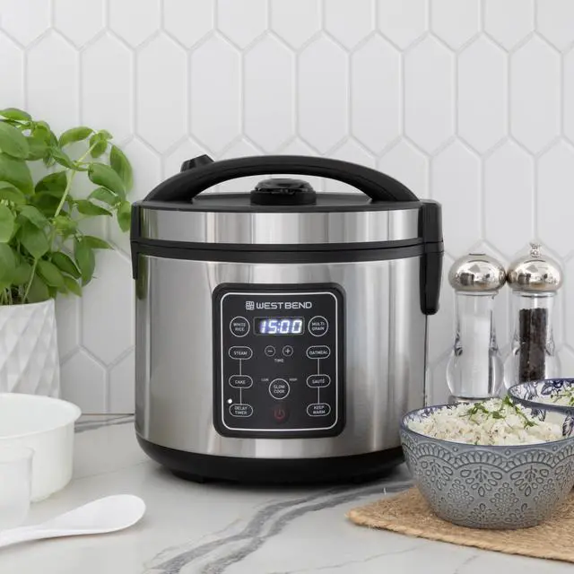 Alt view image 9 of 14 - Rice & Grain Multi Cooker Programmable with 9 Preset Functions, Features Delay Start and Keep Warm Functions and Steam Basket, 20 Cups Cooked (10 cups uncooked), Stainless Steel