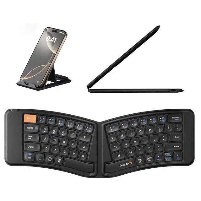Alt view image 8 of 14 - Ergonomic Foldable Keyboard, XK03 Split Folding Travel Bluetooth Keyboard, Ultra Slim, Portable for iPad, iPhone, Tablet, Laptop, PC