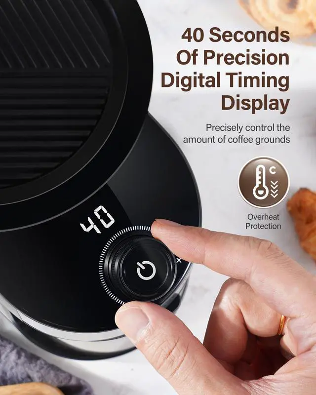 Alt view image 9 of 12 - Burr Coffee Grinder Electric with 32 Grinding Sizes 3.0,Coffee Bean Grinder with 40 Seconds Adjustable Electronic Timer, Coffee Grinders for Home Use with Chamber Cleaning Button,Black