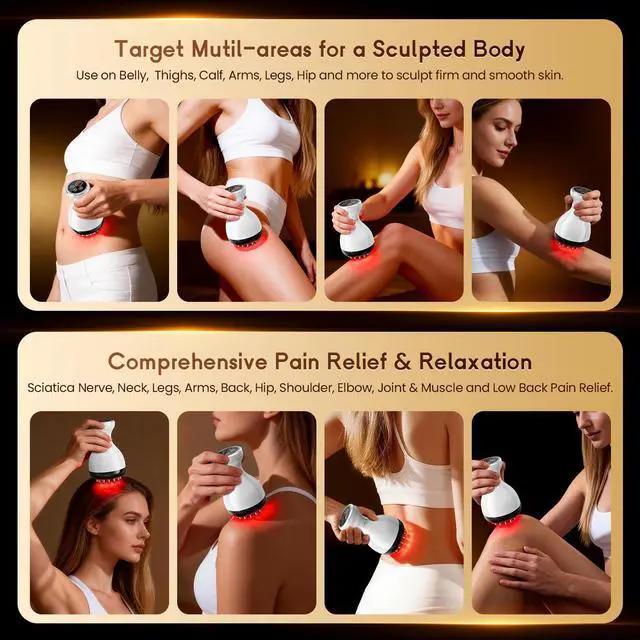 Alt view image 8 of 8 - Lymphatic Drainage Massager & Anti Cellulite Massage Tool, Helps Reduce Stretch Marks & Cellulite, for Legs, Arms & Belly, Body Sculpting Machine with Microcurrent & Red-Light & Heat & Vibration