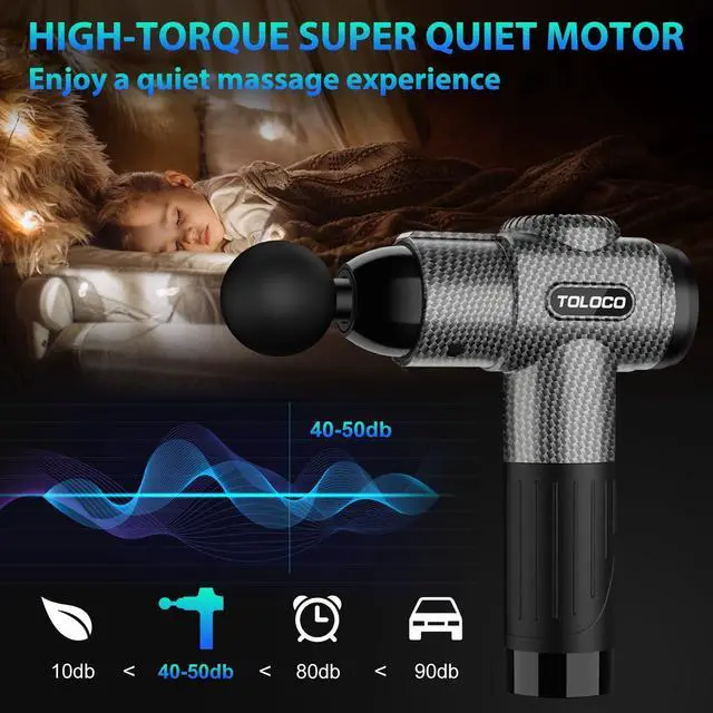 Alt view image 8 of 12 - Massage Gun, Deep Tissue Back Massage for Athletes for Pain Relief, Percussion Massager with 10 Massages Heads & Silent Brushless Motor, Valentines Day Gifts for Him Her, Carbon
