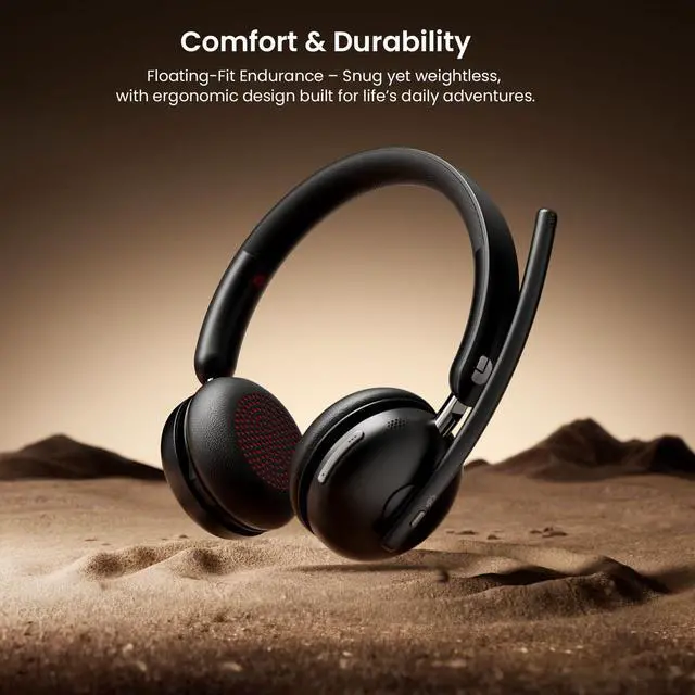 Alt view image 8 of 14 - Wireless Headset with Mic for Work, Bluetooth 5.3 Headset with Noise Cancelling, Wireless Headphones with Mic & USB Dongle, 65H & Mute, Ideal for PC/Call Center/Computer/Laptop/Study