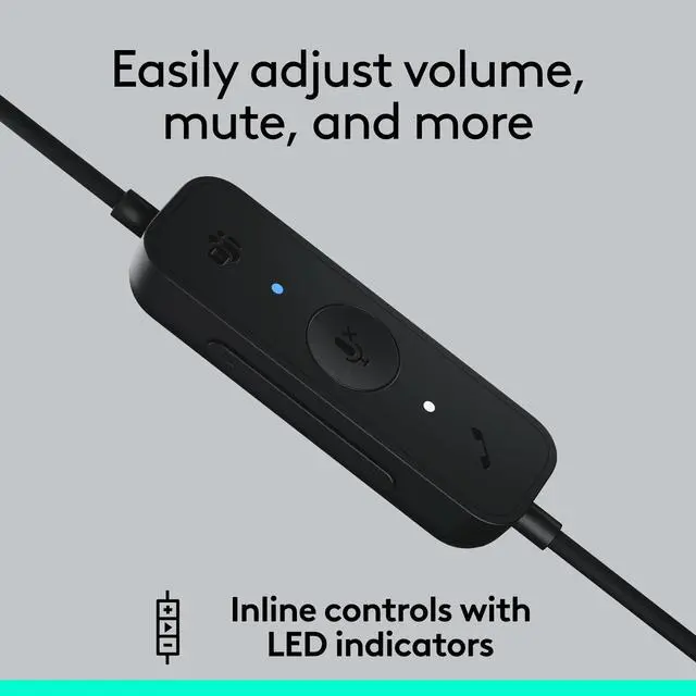 Alt view image 10 of 14 - H570e USB Headset with Microphone for PC and Mac, USB-C Wired Headset with Stereo Sound, Noise-Canceling Mics and Inline Controls, Certified for Microsoft Teams, Black