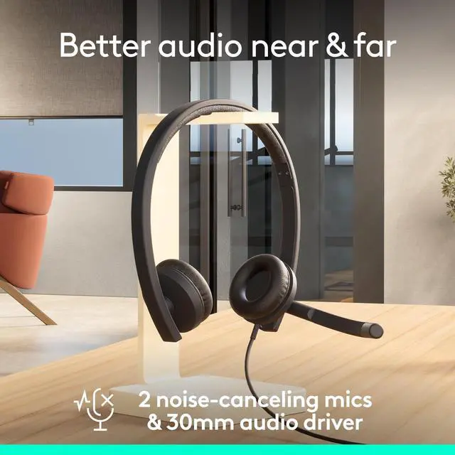Alt view image 9 of 14 - H570e USB Headset with Microphone for PC and Mac, USB-C Wired Headset with Stereo Sound, Noise-Canceling Mics and Inline Controls, Certified for Microsoft Teams, Black