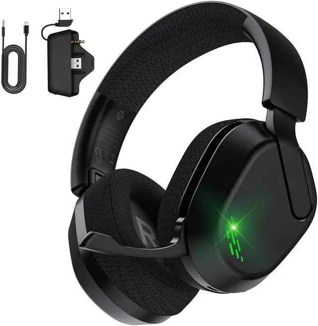 Alt view image 8 of 14 - Wireless Gaming Headset for Xbox Series X/S, Xbox One, PS5, PC, Mac, Bluetooth 6.0 Gaming Headphones with Flip-to-Mute Noise-Canceling Mic, Foldable, 3D Surround Sound, 45H Battery - Black