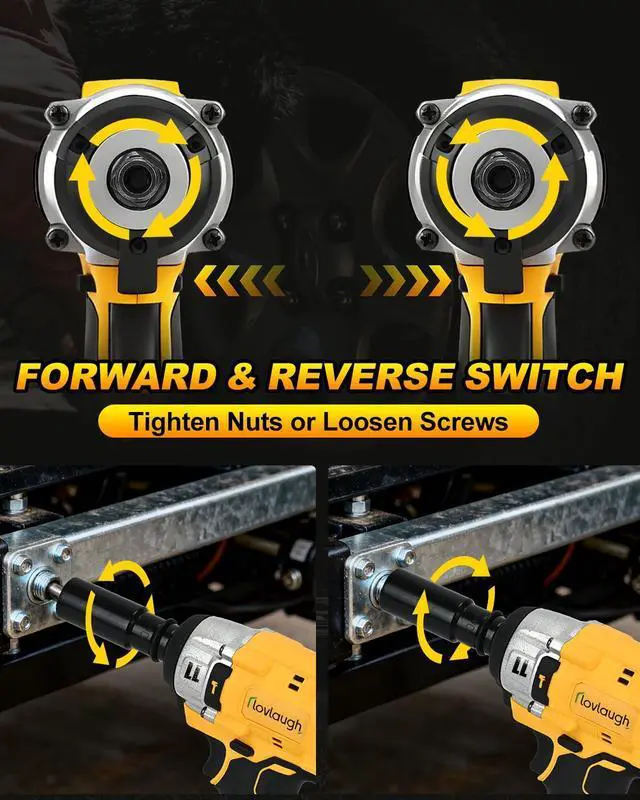 Alt view image 14 of 14 - Cordless Impact Wrench 1/2 Inch, 350N.m(250 Ft-lbs) High Torque, Brushless Motor, 2x 4.0Ah Batteries & Fast Charger, 0-3300RPM, 7 Sockets & Bits Set, Electric Impact Gun for Automotive Repair & DIY