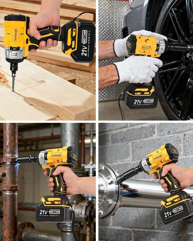 Alt view image 13 of 14 - Cordless Impact Wrench 1/2 Inch, 350N.m(250 Ft-lbs) High Torque, Brushless Motor, 2x 4.0Ah Batteries & Fast Charger, 0-3300RPM, 7 Sockets & Bits Set, Electric Impact Gun for Automotive Repair & DIY