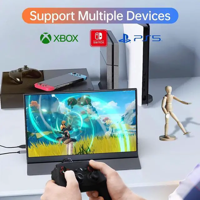 Alt view image 9 of 14 - 15.6inch Portable Monitor,1080P USB-C HDMI Second External Monitor for Laptop,PC,Mac Phone,PS,Xbox,Swich,IPS Ultra-Thin Zero Frame Gaming Display/Premium Smart Cover