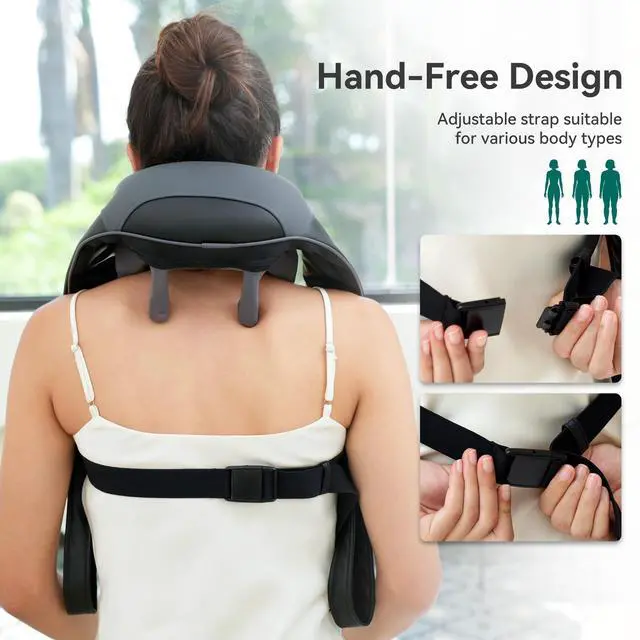 Alt view image 11 of 12 - Cordless Neck Massager with Heat for Pain Relief Deep Tissue, 4D Kneading, Mothers Day Gifts, Rechargeable Shiatsu Back Neck Massager for Neck, Shoulders Back