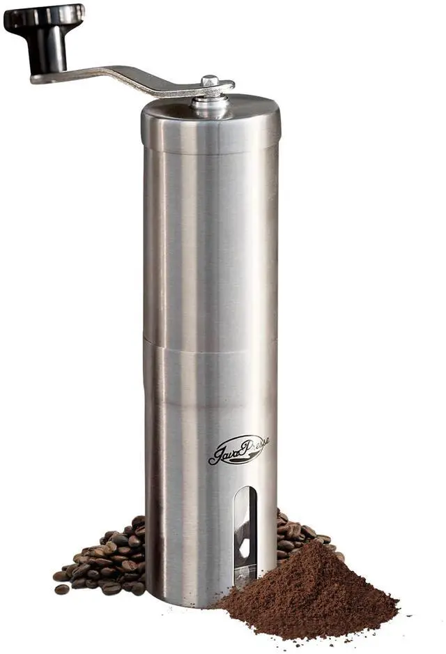 Alt view image 8 of 14 - Manual Stainless Steel Coffee Grinder - 18 Adjustable Settings, Portable Conical Burr Grinder for Camping, Travel, Espresso - With Hand Crank