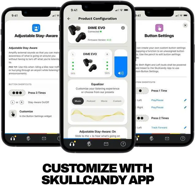Alt view image 8 of 12 - Dime Evo Wireless Earbuds, Bluetooth Headphones, Noise Isolating Fit, Up to 36 Hours Battery, Microphone for iPhone Android, Easy Carry with Clip-Anywhere Case - True Black